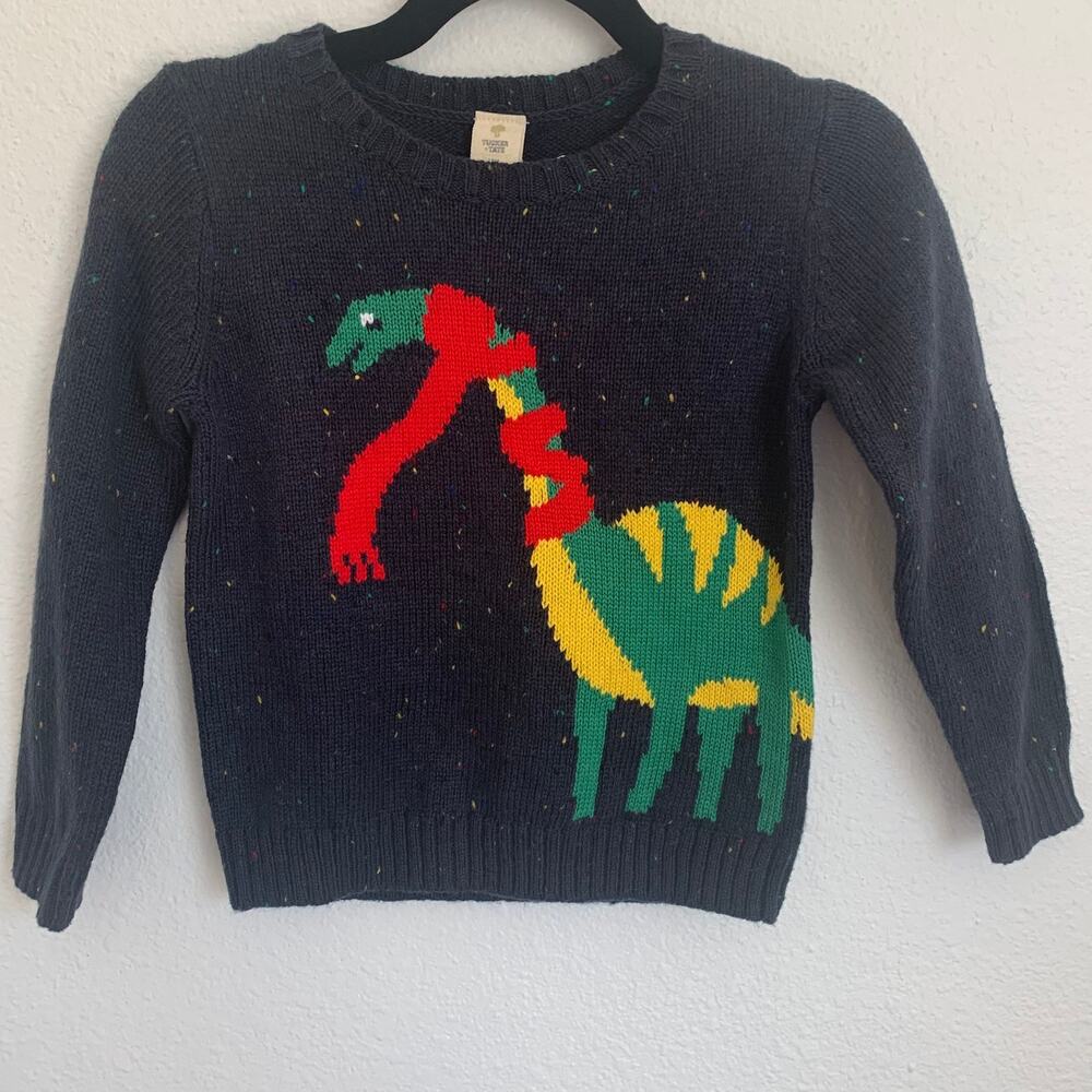 NWT Tucker + Tate‎ Winter Dinosaur Knit Sweater Navy Charcoal Apatosaurus